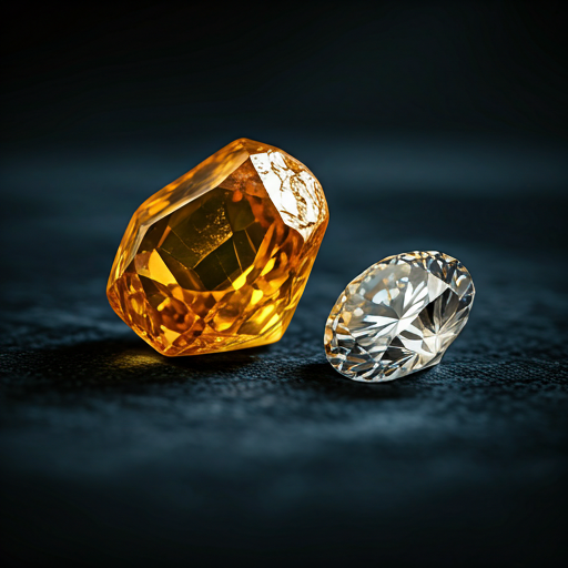 Yellow sapphire and diamond gemstones